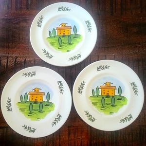HANDMADE HAND PAINTED IN ITALY BY PIZZATO  SET OF 3 OLIVE BRANCH PLATES